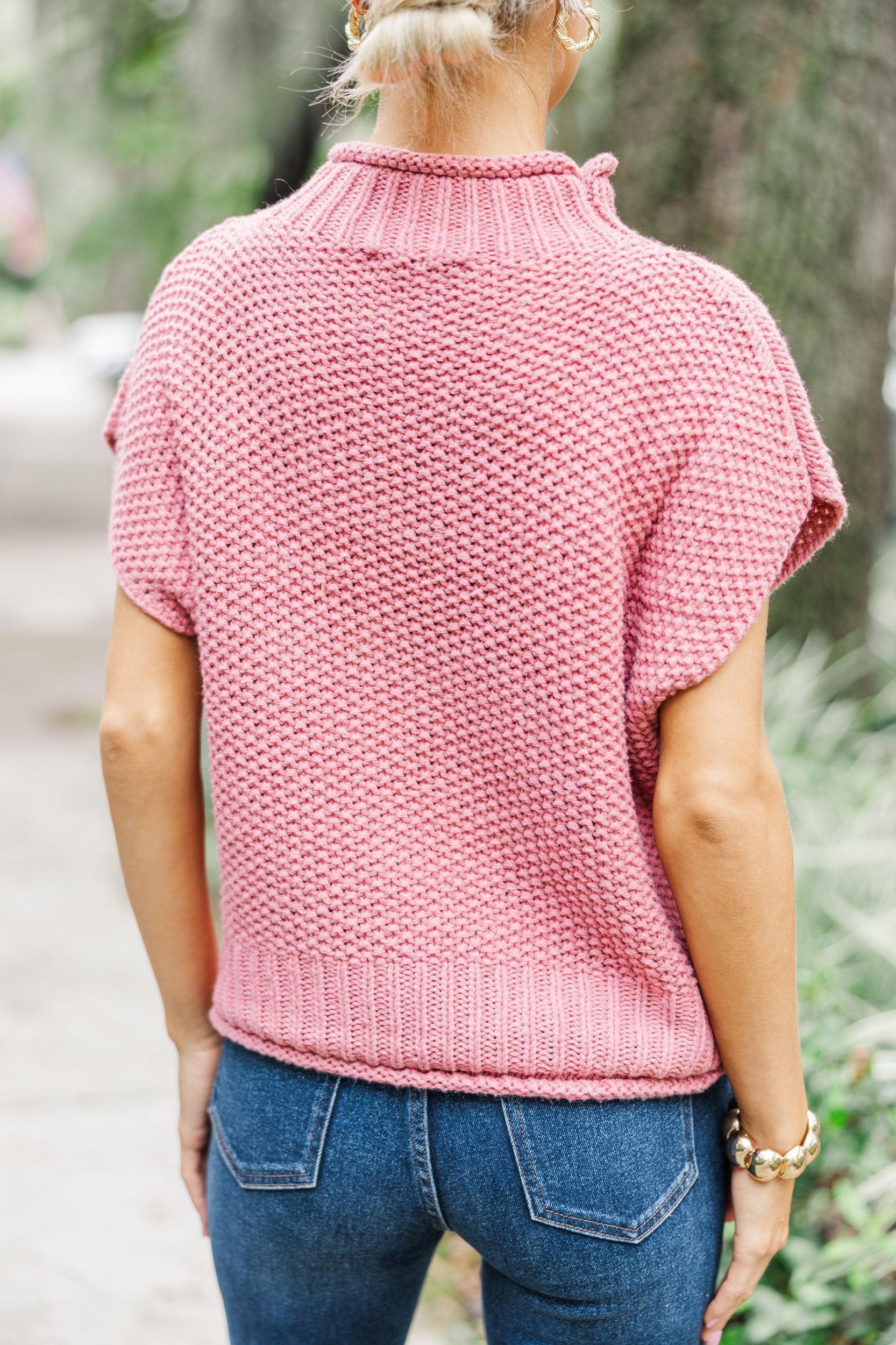 Return To You Marsala Short Sleeve Sweater Female Product Image