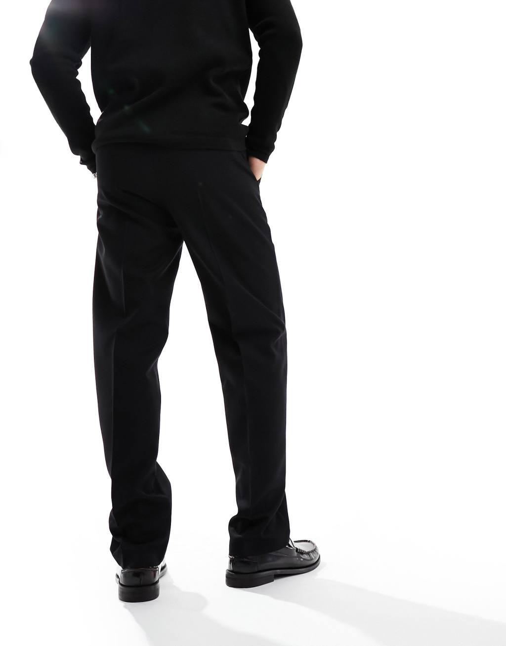 ASOS DESIGN straight leg smart pants in black Product Image