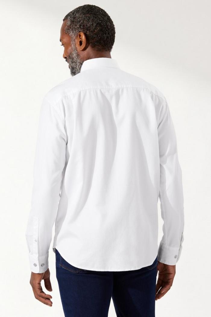 Tahitian Twill Long Sleeve Shirt- White Product Image