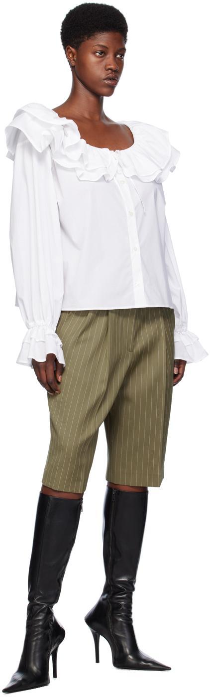 MSGM White Ruffle Blouse In 01 White Product Image