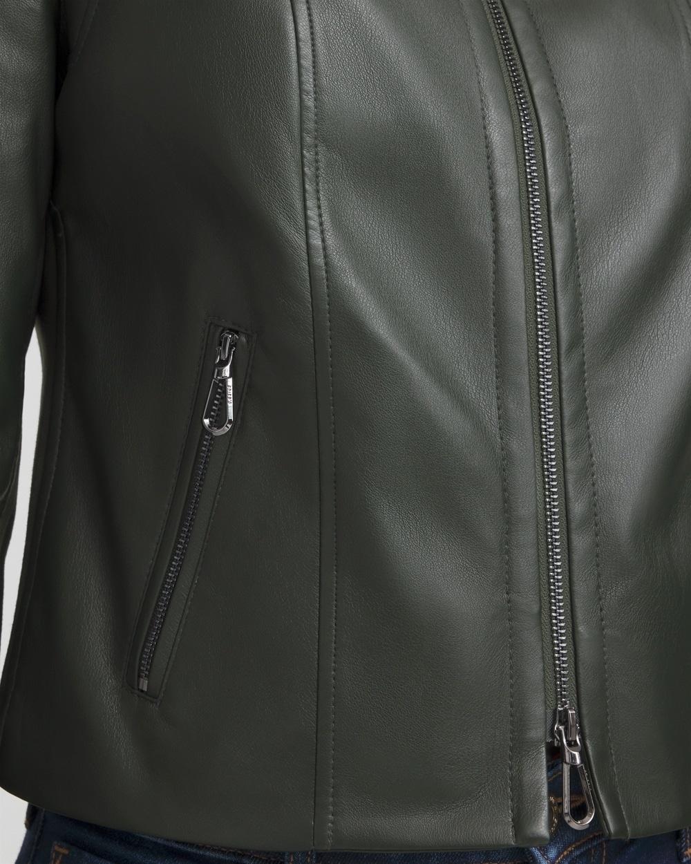Faux Leather Knit Detail Jacket Product Image