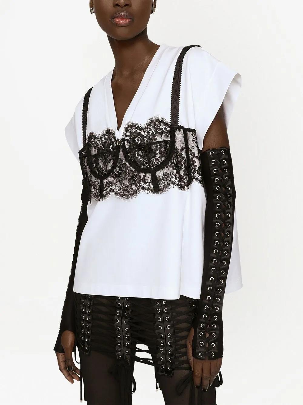 lace-detail bustier T-shirt Product Image
