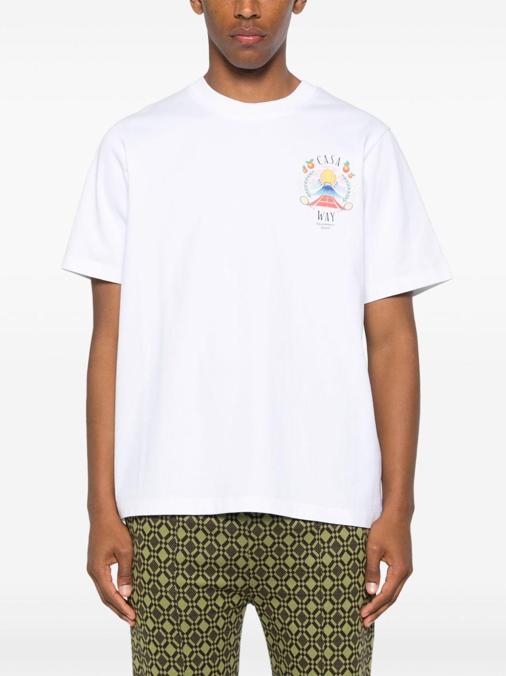 CASABLANCA T-shirt Girocollo Con Logo Sul Fronte In Cotone Bianca Uomo In Neutral Product Image