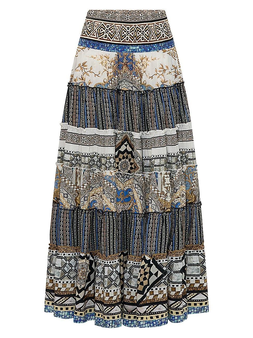 Womens Make Me Your Mosiac Tiered Circle Skirt Product Image