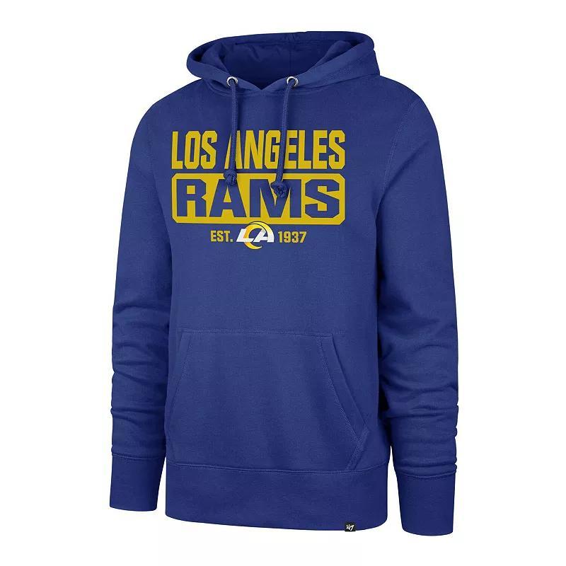 Men's '47 Royal Los Angeles Rams Box Out Headline Pullover Hoodie, Size: Small, Blue Product Image