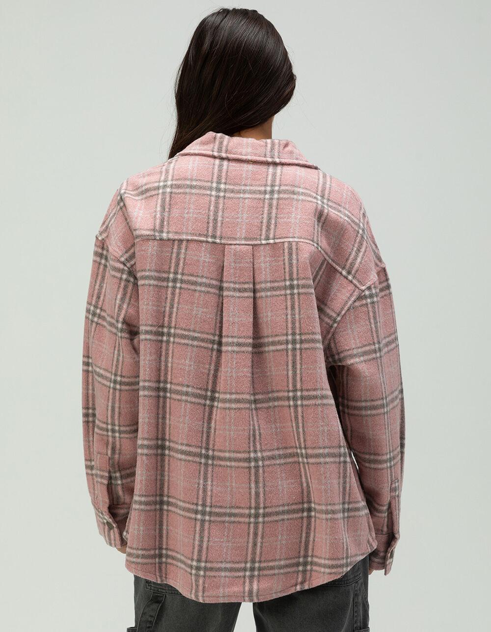 RUSTY Dana Womens Plaid Over Shirt - MAUVE Product Image