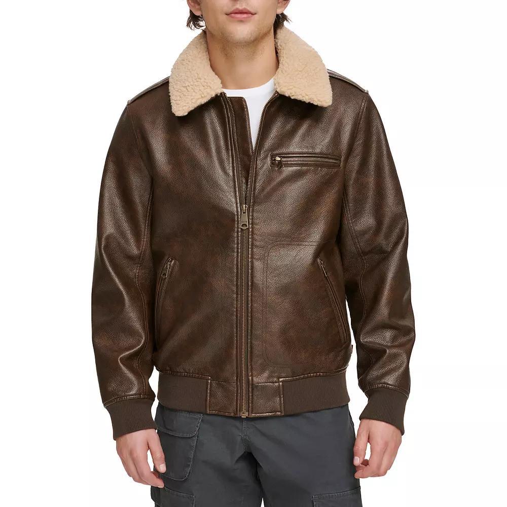 Men's Levi's® Faux Leather Bomber Jacket, Size: Medium, Brown Product Image