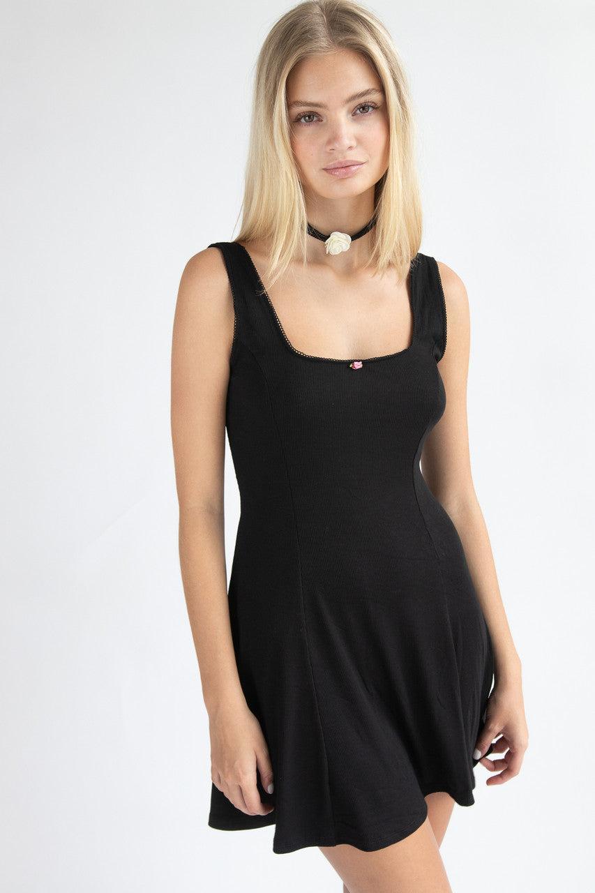 Ribbed Rose Bud Skater Dress Product Image