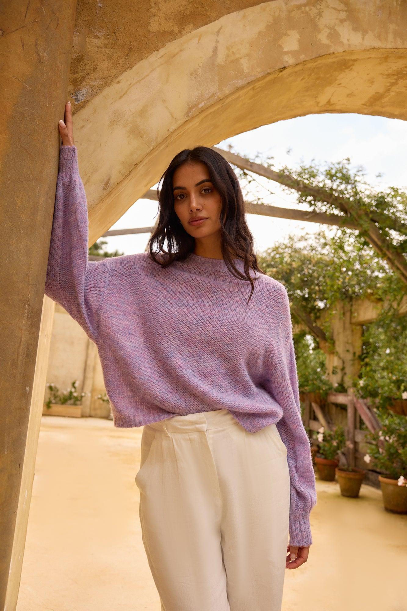 Mikale Knit Jumper Purple Product Image