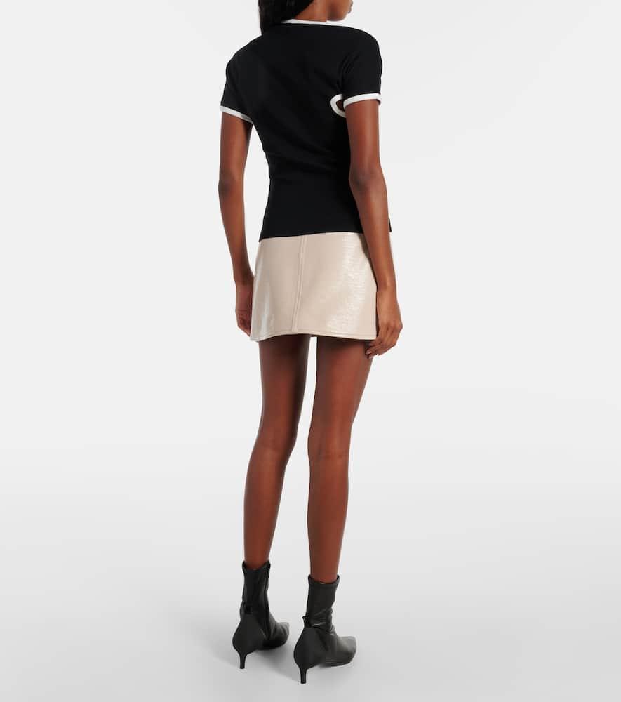 COURRÈGES Slash Contrast Cut Out Jersey T-shirt In Schwarz Product Image