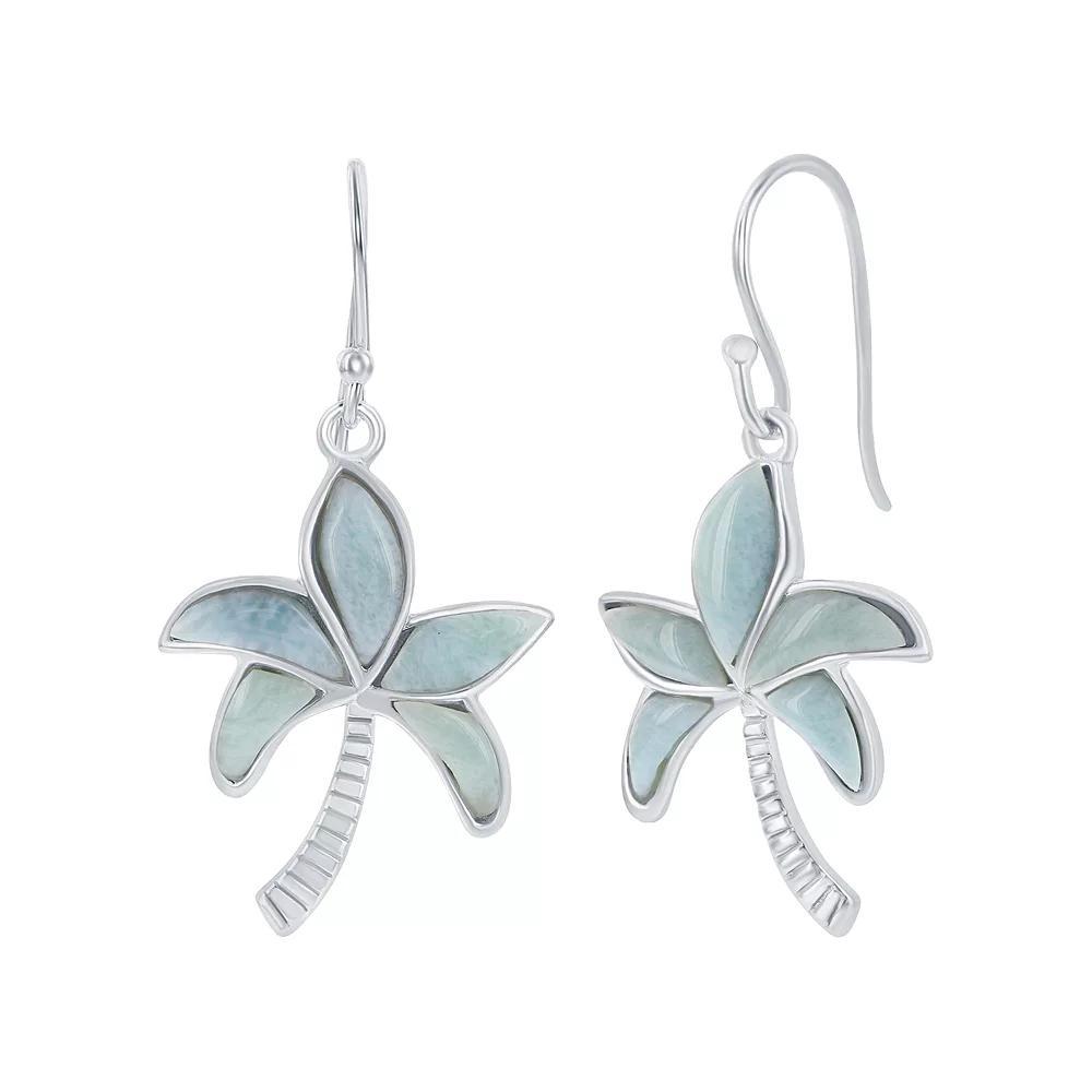 Sterling Silver Larimar Palm Tree Drop Earrings, Women's, Silvertone Product Image