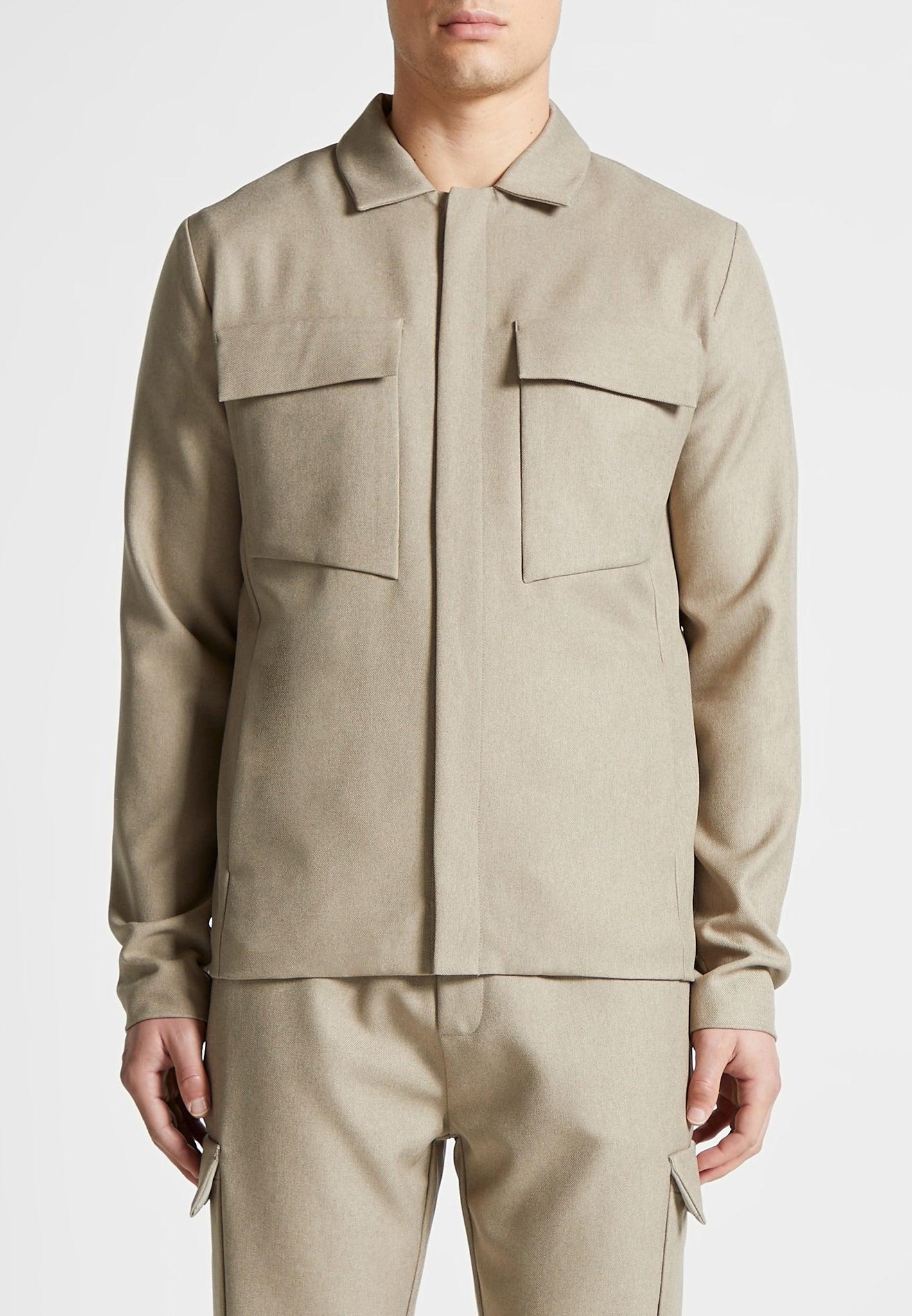 Angular Pocket Overshirt - Beige / Beige / MAN2872-06 Product Image