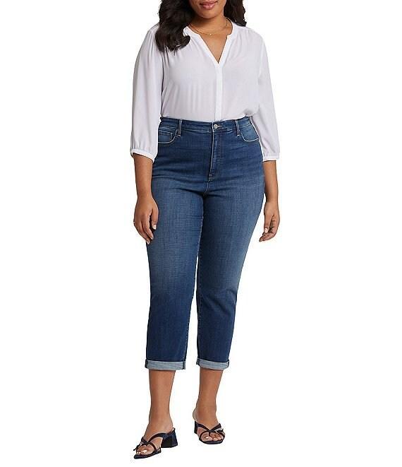 NYDJ Plus Size Margot Roll Up Hem Stretch Denim Girlfriend Jeans Product Image