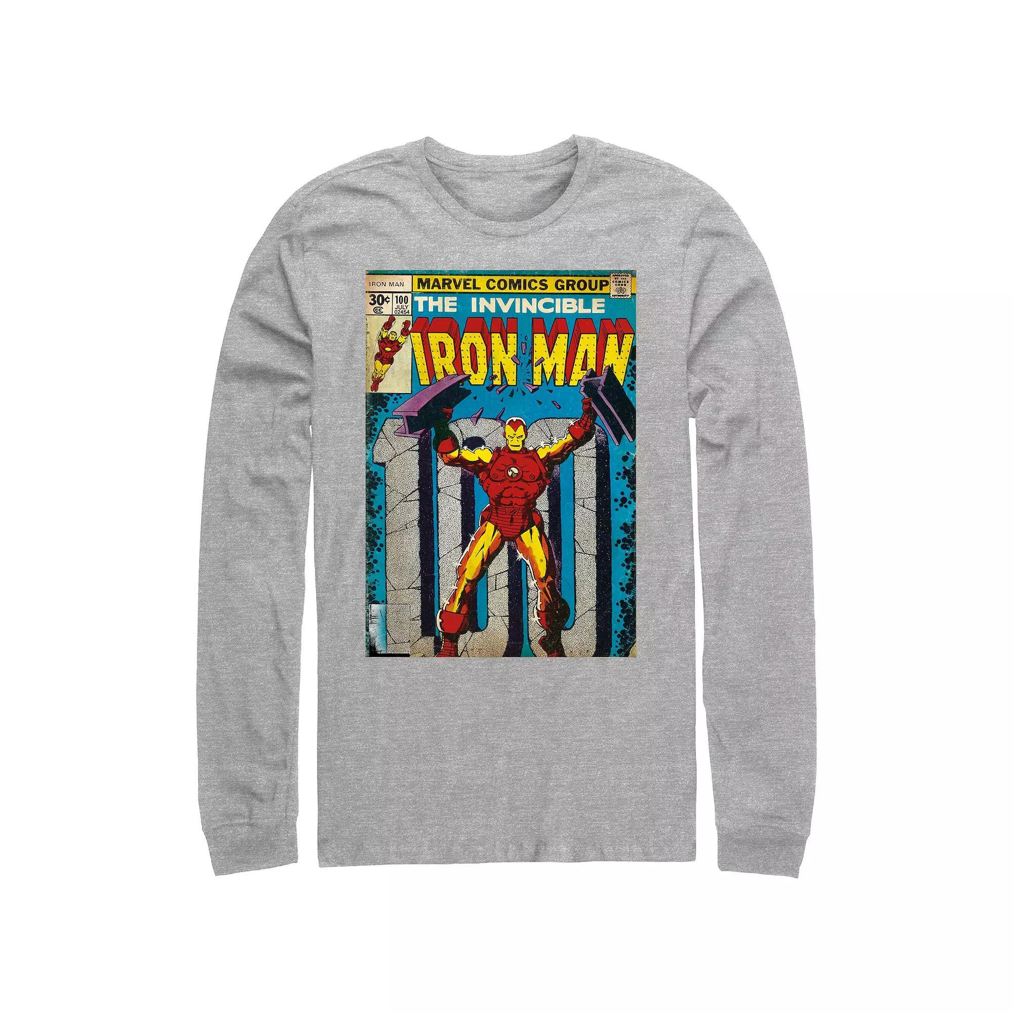Men's Iron Man The Invincible Comic Book Cover Graphic Tee, Size: XL, Athletic Grey Product Image