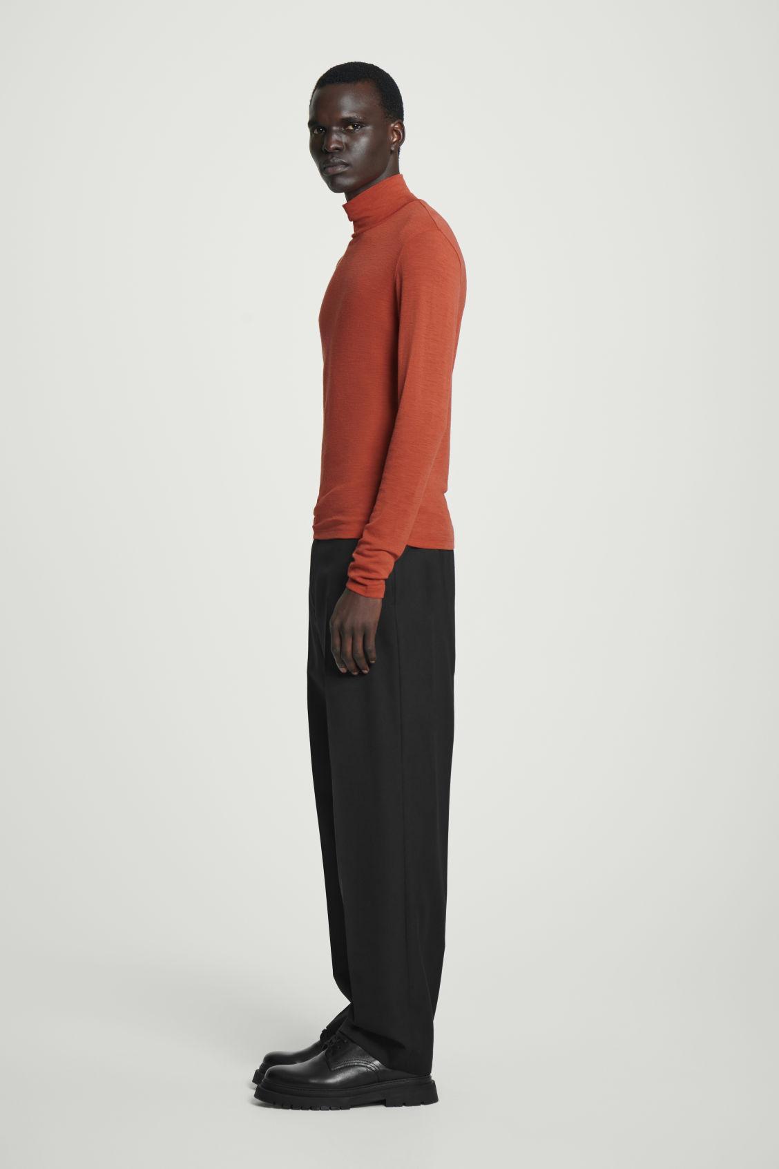 SLIM WOOL-JERSEY ROLLNECK TOP Product Image