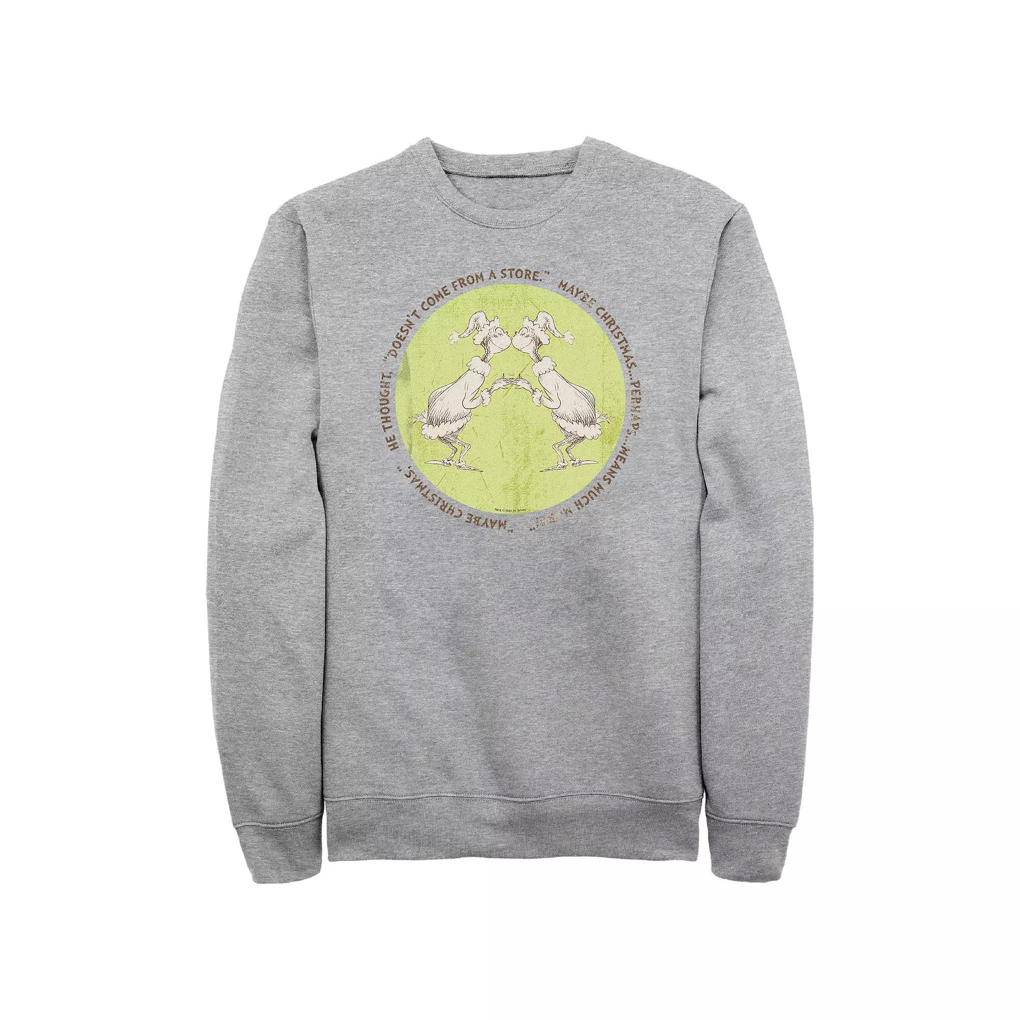 Big & Tall Dr. Seuss Grinch Christmas Perhaps Means Much More Graphic Fleece, Men's, Size: Small, Athletic Grey Product Image