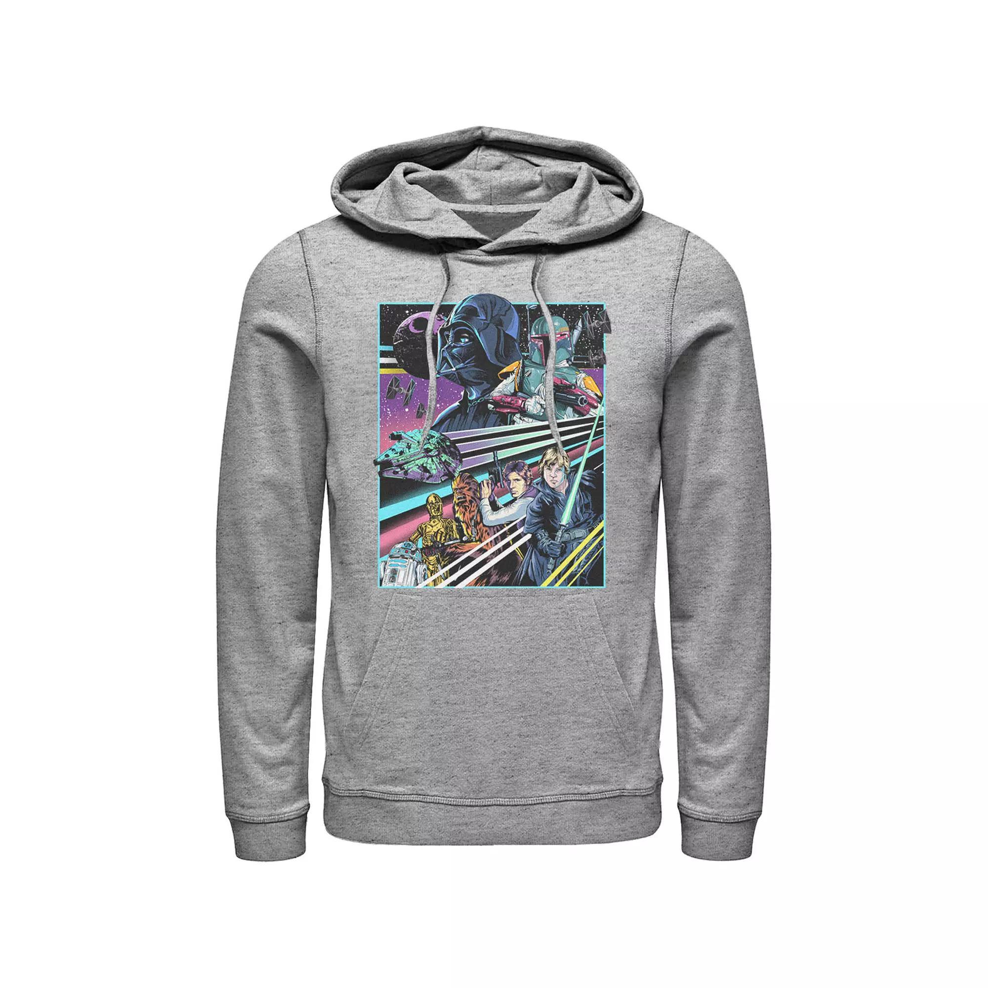 Men's Star Wars Neon Rebel Alliance Poster Hoodie, Size: Large, Athletic Grey Product Image