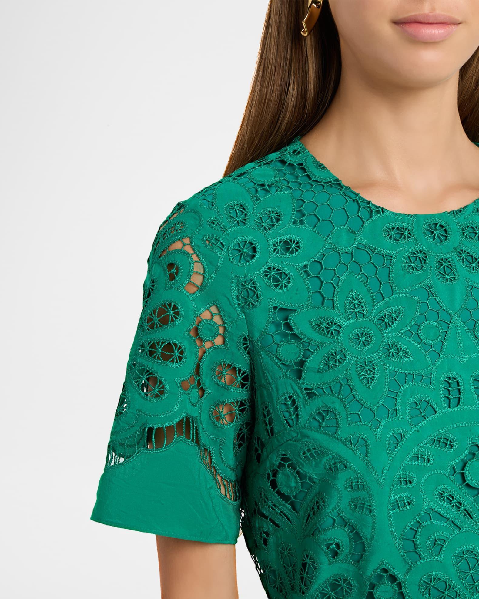 The Gaia Belted Floral Lace Midi Dress Product Image
