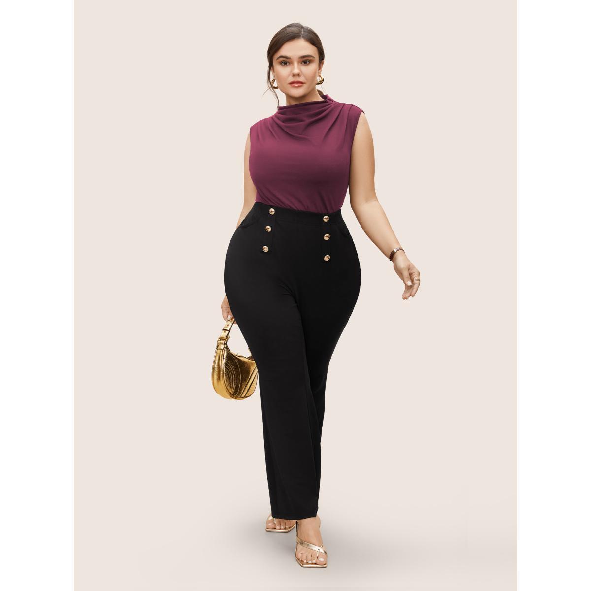 Plus Size Supersoft Essentials Solid Mock Neck Tank Top Women Plum At the Office Pleated Mock Neck Work Tank Tops Camis BloomChic 12/L Product Image