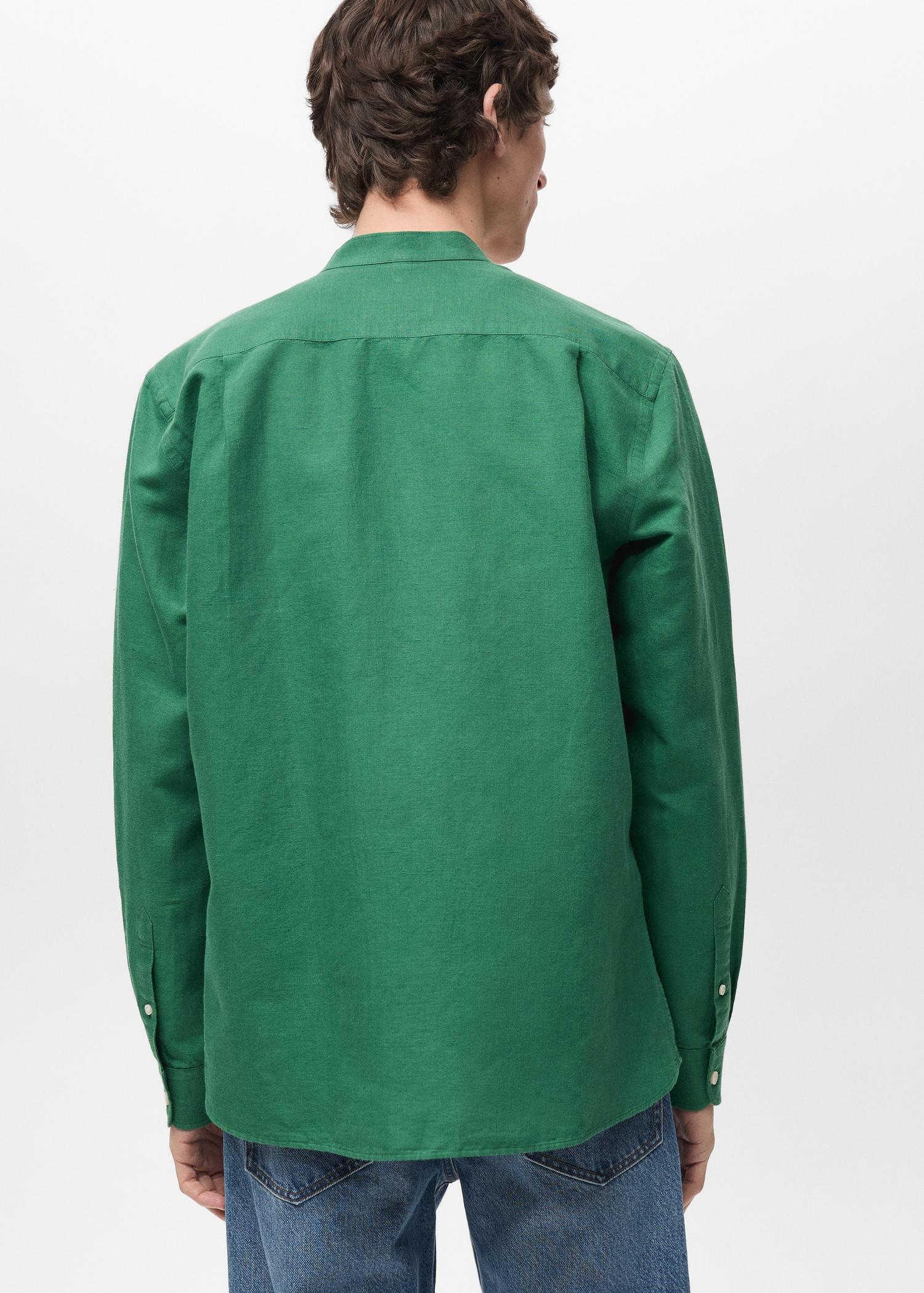 Mao collar linen shirt - Men | MANGO USA Product Image