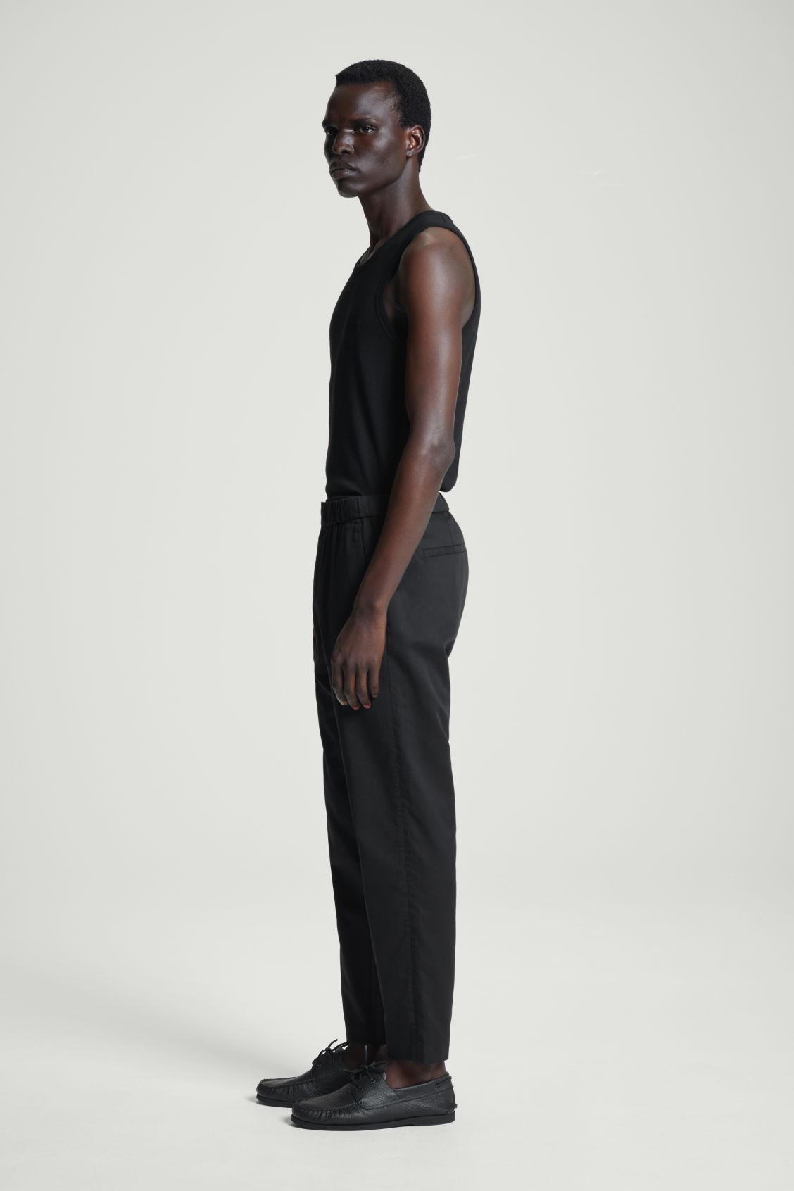 ELASTICATED TAPERED TWILL PANTS Product Image
