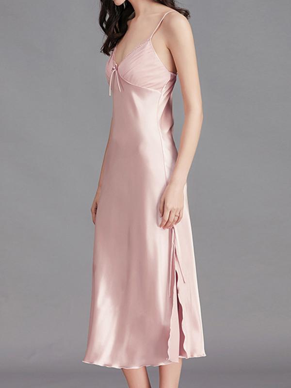 Loose Sleeveless Solid Color Spaghetti-Neck Babydolls Nightdress Pajama Product Image