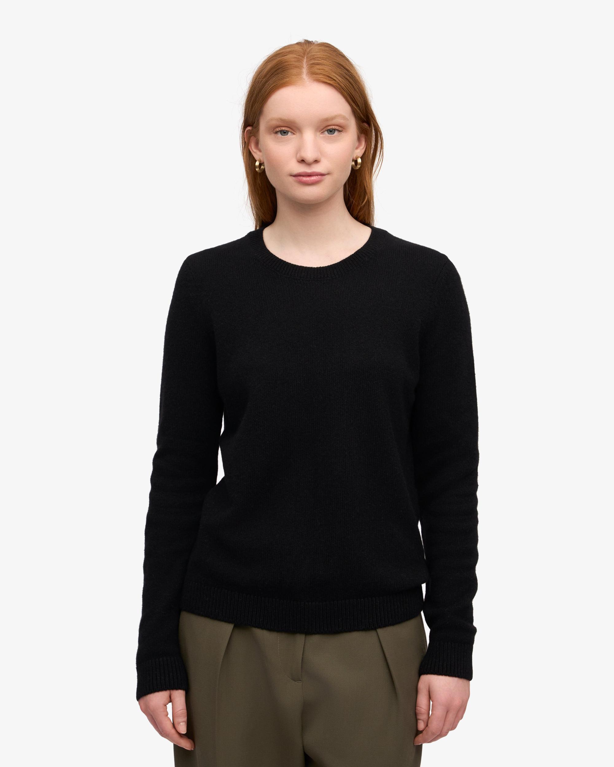 Women Classic Merino Wool Crew - Deep Black Product Image