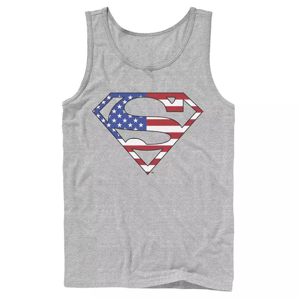 Men's DC Comics Superman American Flag Logo Fill Tank Top, Size: Large, Athletic Grey Product Image