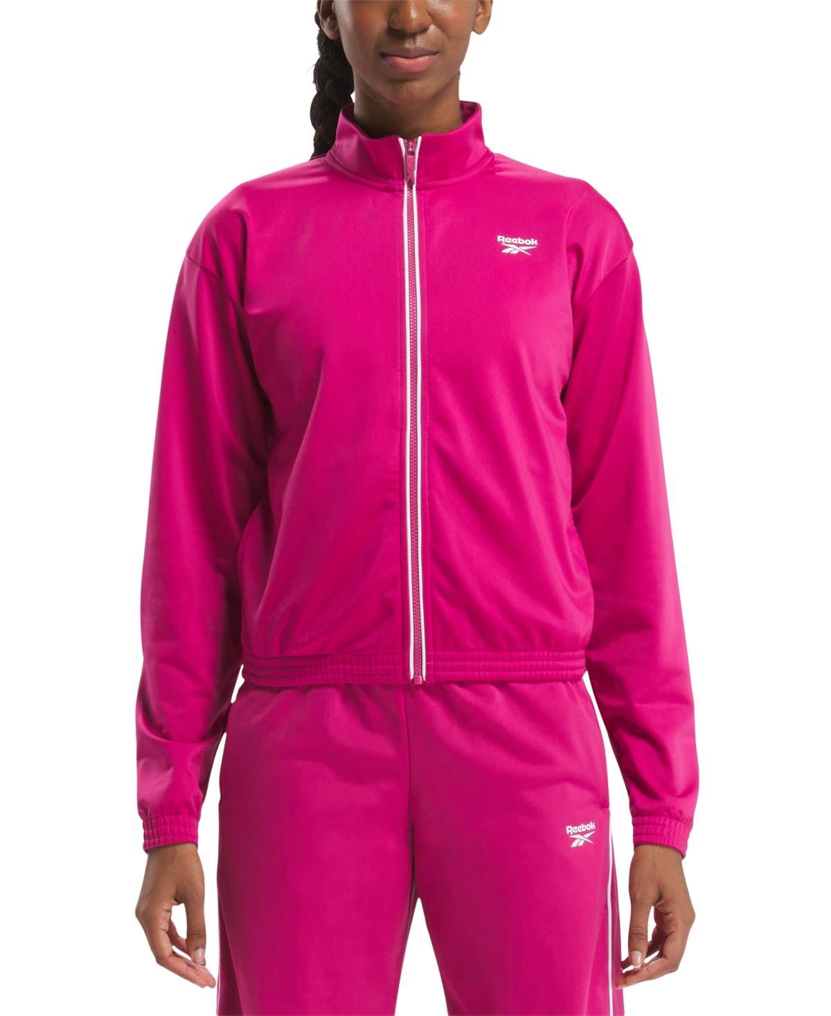 Reebok Womens Logo Tricot Long-Sleeve Track Jacket, A Macys Exclusive Product Image