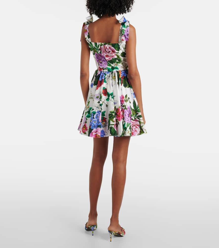 DOLCE & GABBANA Multicolor Sleelevelss Mini Dress With Square Neckline And All-over Floral Motif Product Image