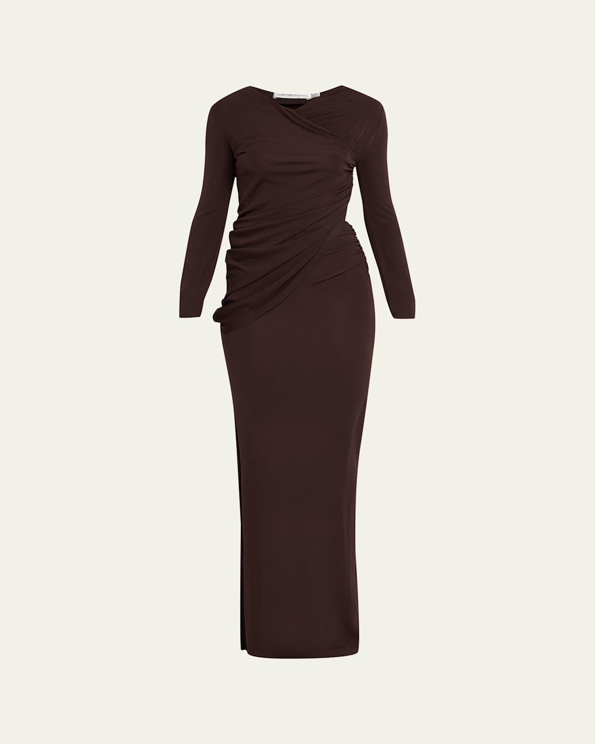Carved Fold Up Cutout Long-Sleeve Maxi Dress Product Image