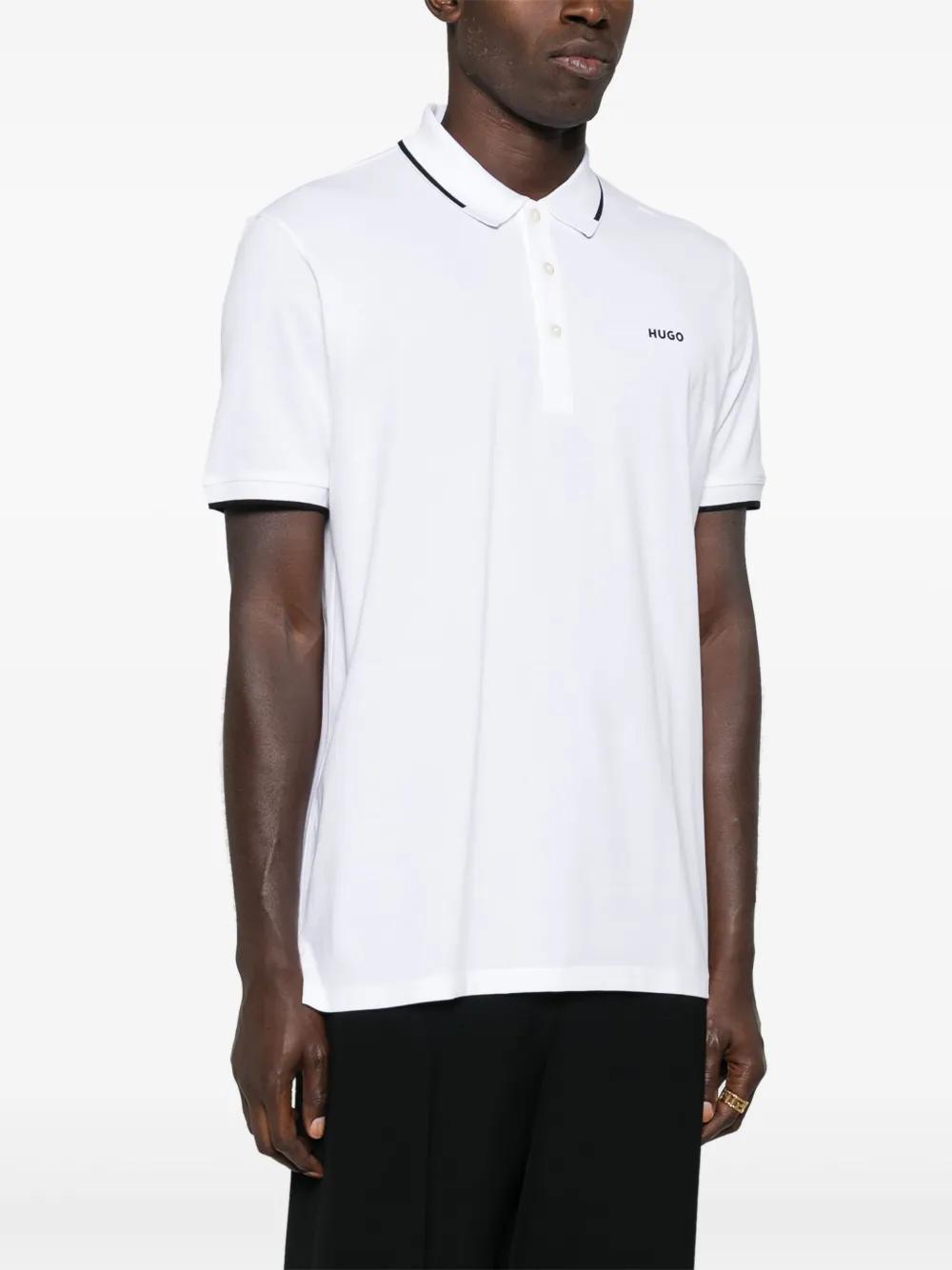 HUGO BOSS Logo-appliqué Polo Shirt In White Black Product Image