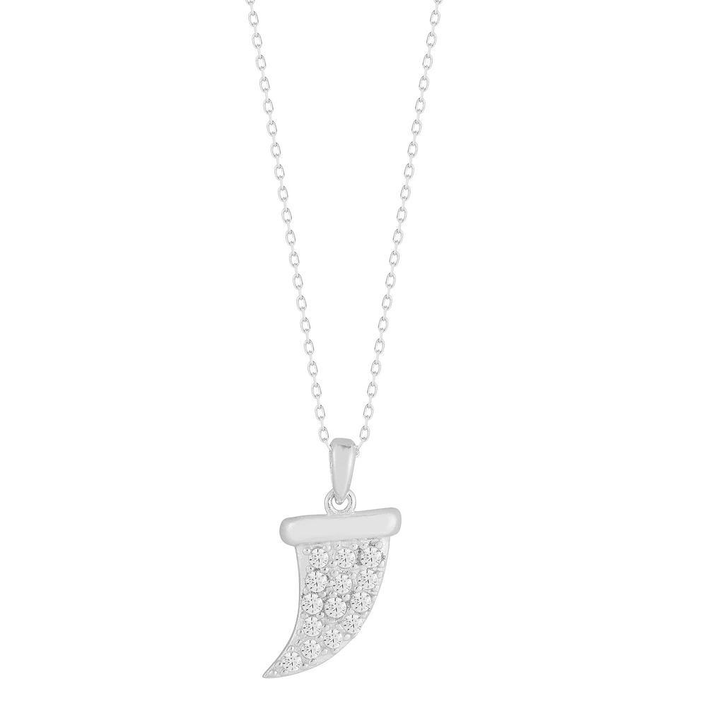 Sunkissed Sterling Sterling Silver Cubic Zirconia Horn Pendant Necklace, Women's, Size: 18", Silver Tone Product Image