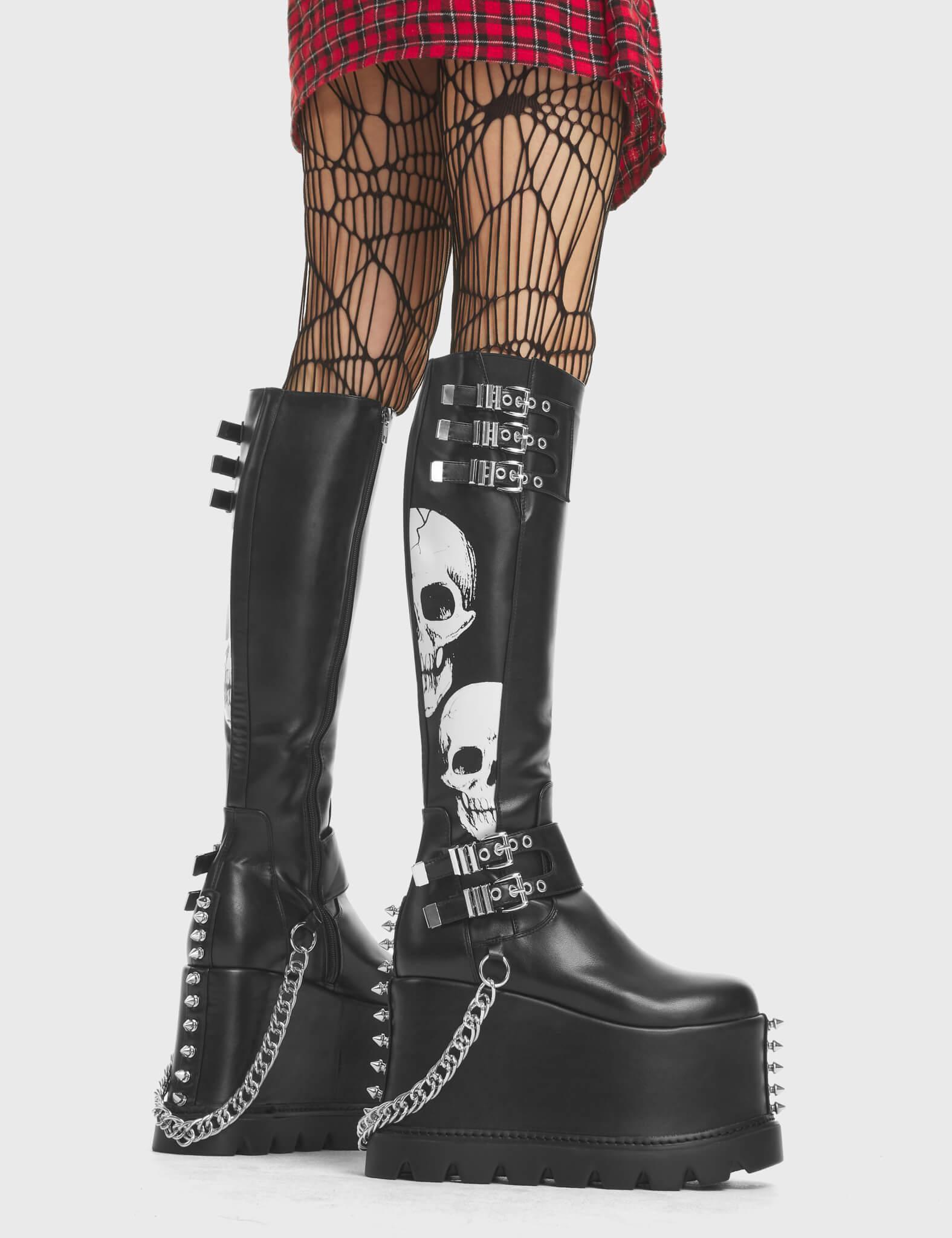 A Cut Above Chunky Platform Knee High Boots Product Image
