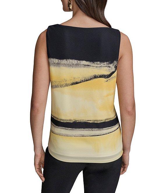 Donna Karan Printed Asymmetric Neck Sleeveless Top Product Image