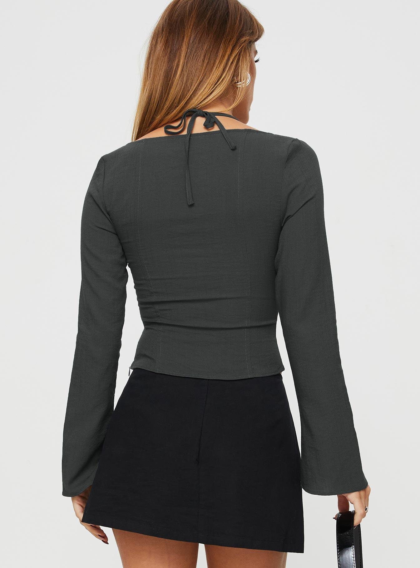 Trynia Long Sleeve Top Grey Product Image