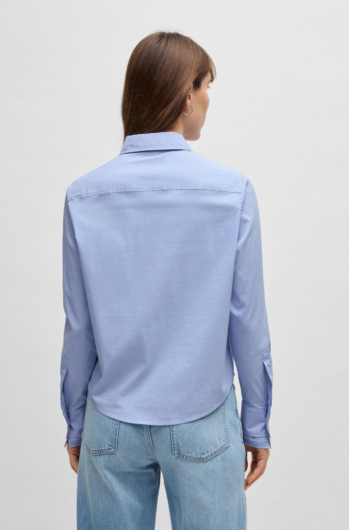 BOSS - Regular-fit blouse in striped stretch cotton - Blue Product Image