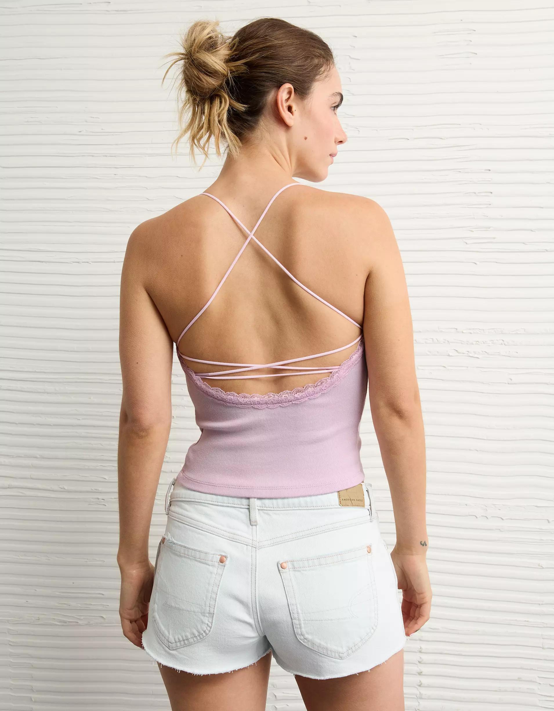 AE Strappy Go Lucky Cropped Lace Tank Top Product Image