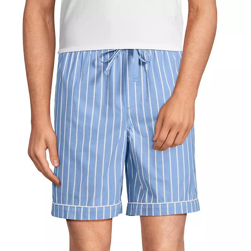 Men's Lands' End Essential 8-inch Pajama Shorts, Size: Large, Grey Blue Stripe Product Image