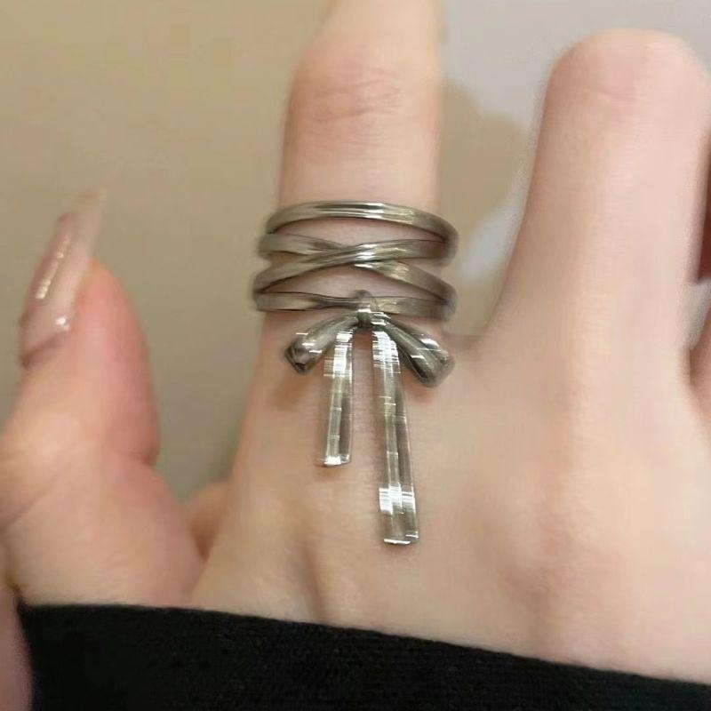 Bow Layered Alloy Open Ring Product Image