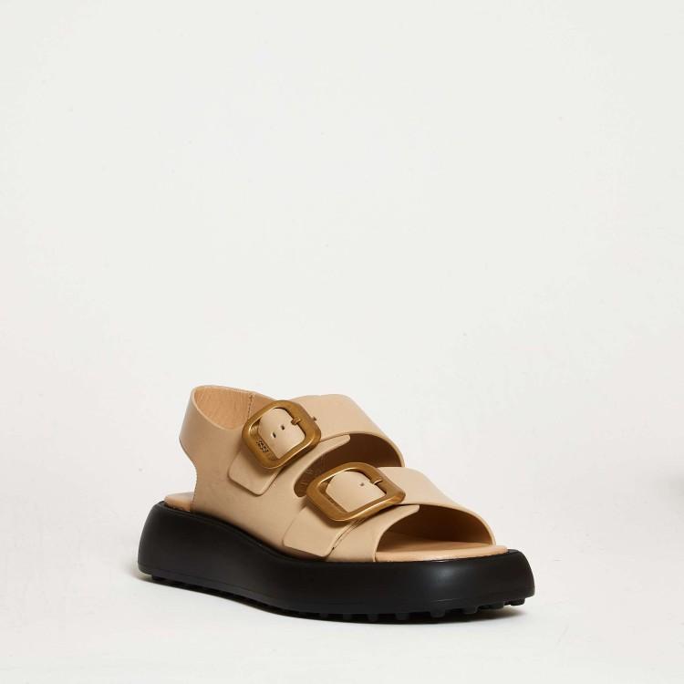 TOD'S Beige Leather Two Buckles Sandals In Neutrals Product Image