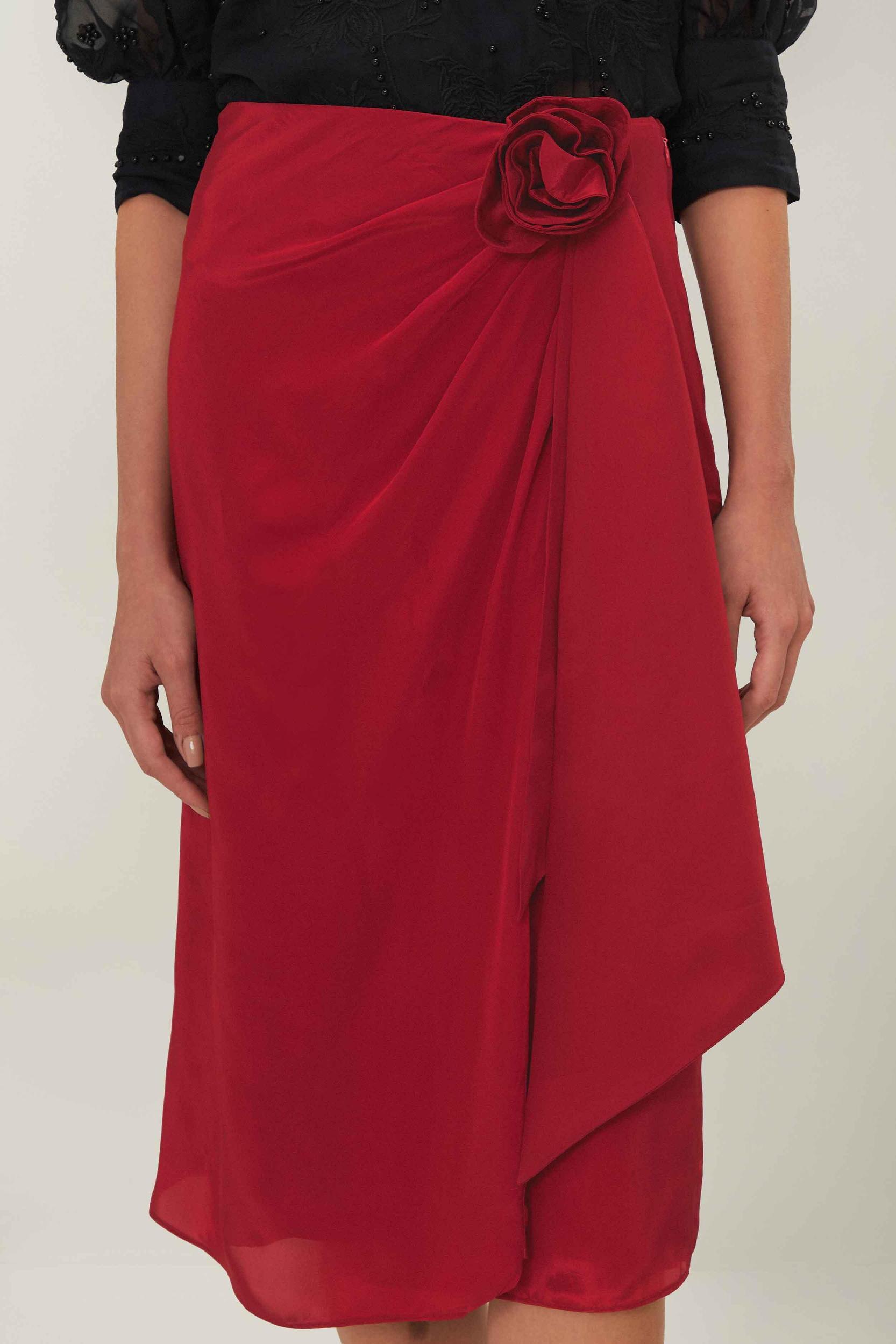Red Midi Skirt, RED / XS Product Image