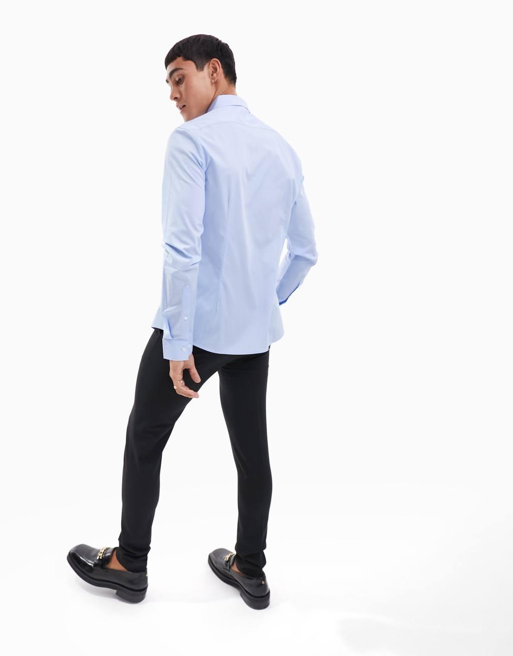 ASOS DESIGN stretch slim fit work shirt in white Product Image