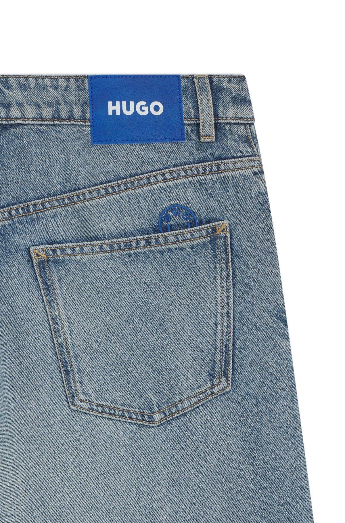 Baggy-fit jeans with drawcord and Happy HUGO logo Product Image