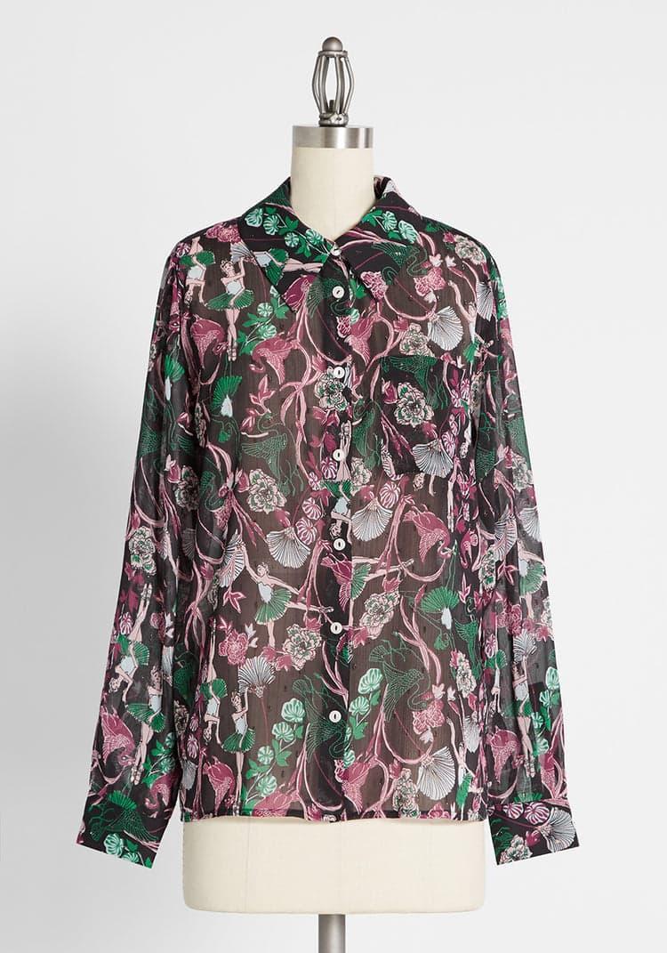 Swan Lake Soiree Button-Up Shirt Product Image