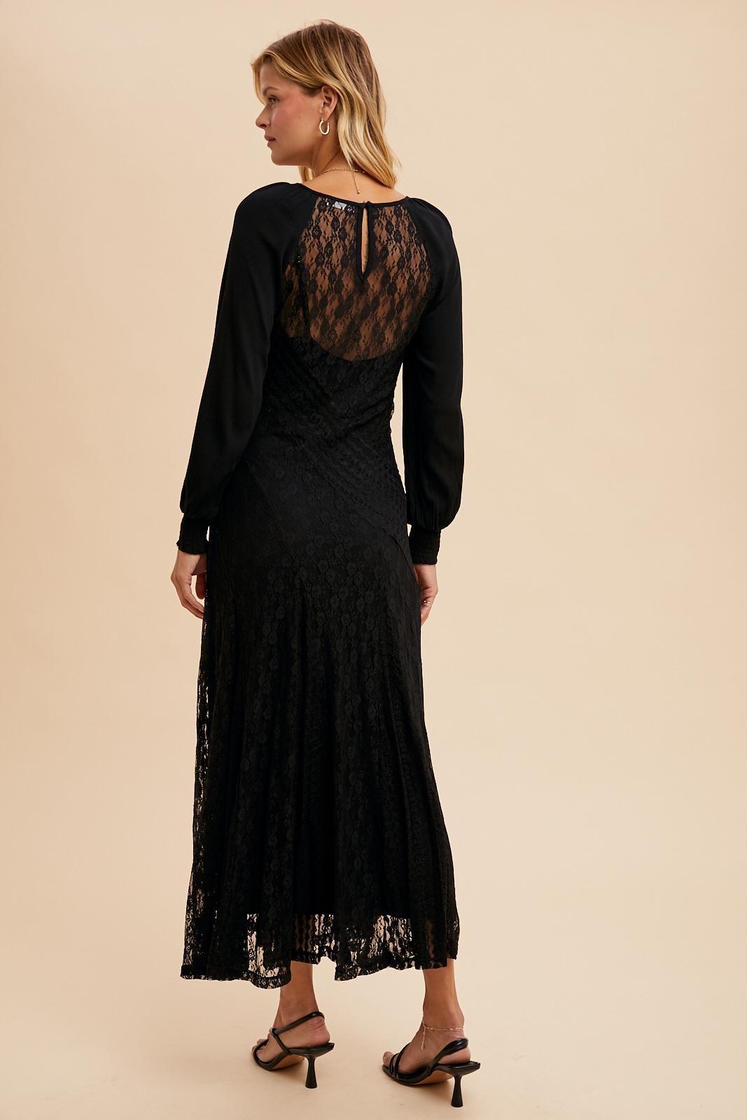 Raglan Vintage Lace Paneled Dress Product Image