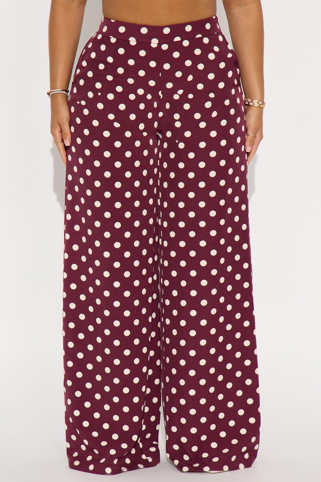 Lucelia Polka Dot Trouser Pant - Burgundy/combo Product Image
