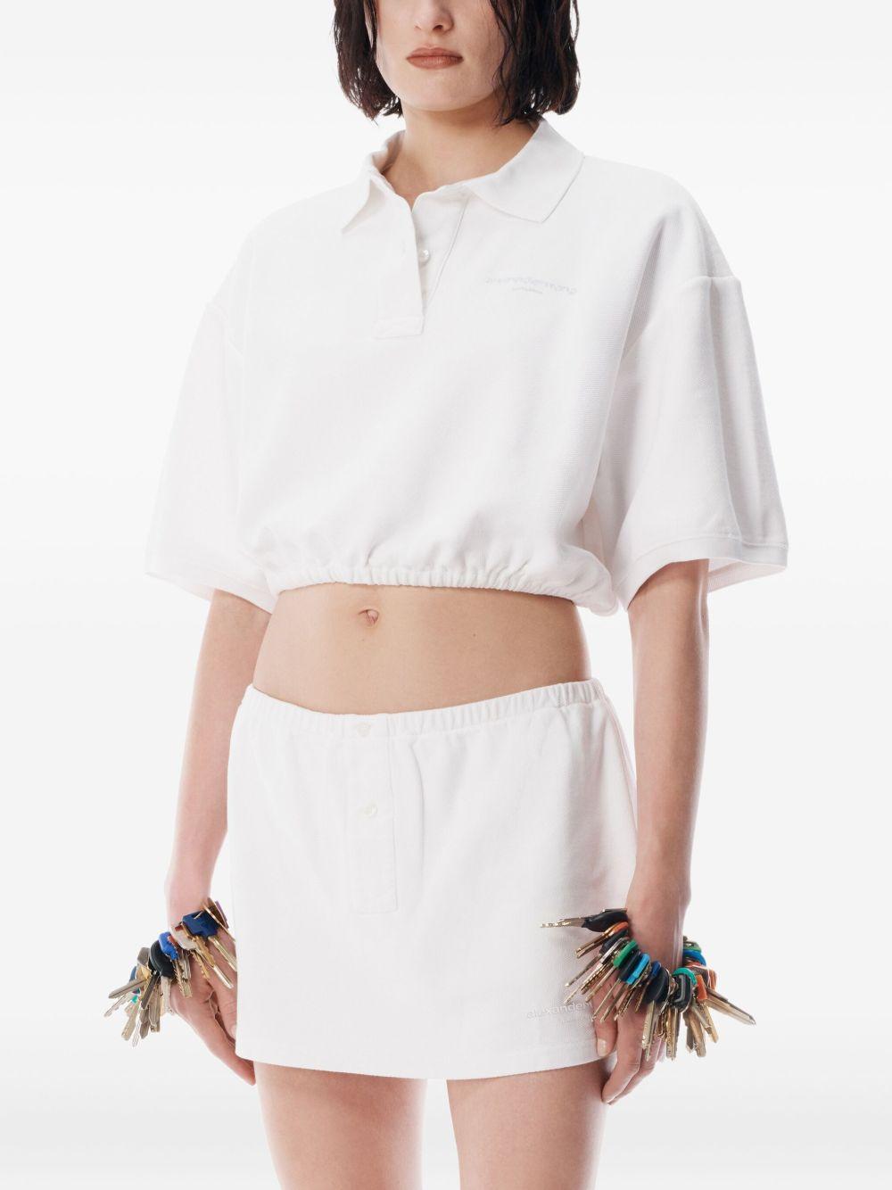 elasticated-hem cropped polo top Product Image