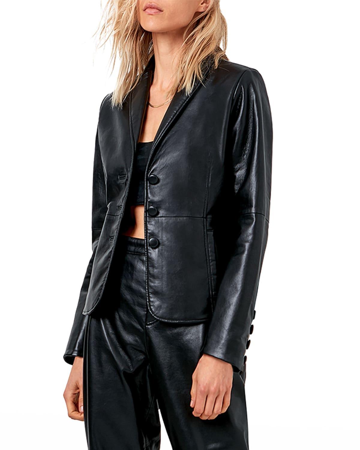 Womens Denise Tailored Recycled Leather Blazer Product Image