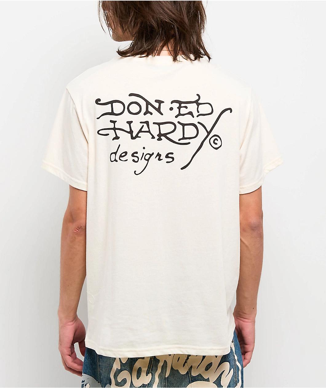 Ed Hardy Dagger Snake Rhinestone Natural T-Shirt Product Image